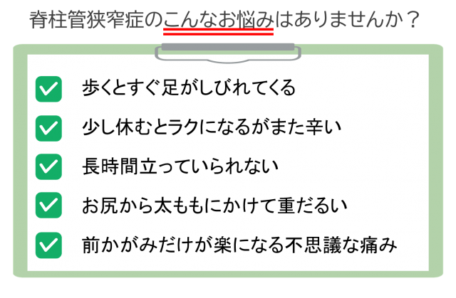 脊柱管狭窄症でこんなお悩みはありませんか？